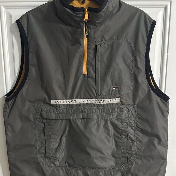 Y2K Tommy Hilfiger Athletic Division Reversible Fleece Vest Mens Medium Gorpcore - Picture 1 of 15